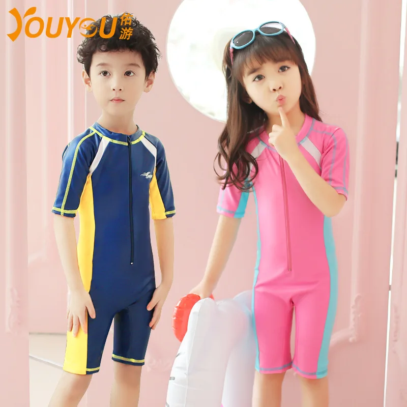 

Child Sun Block Swimwear Girls And Boys Swimwear Boxers One Piece Swimming Suit 2000 Summer New Swimsuit