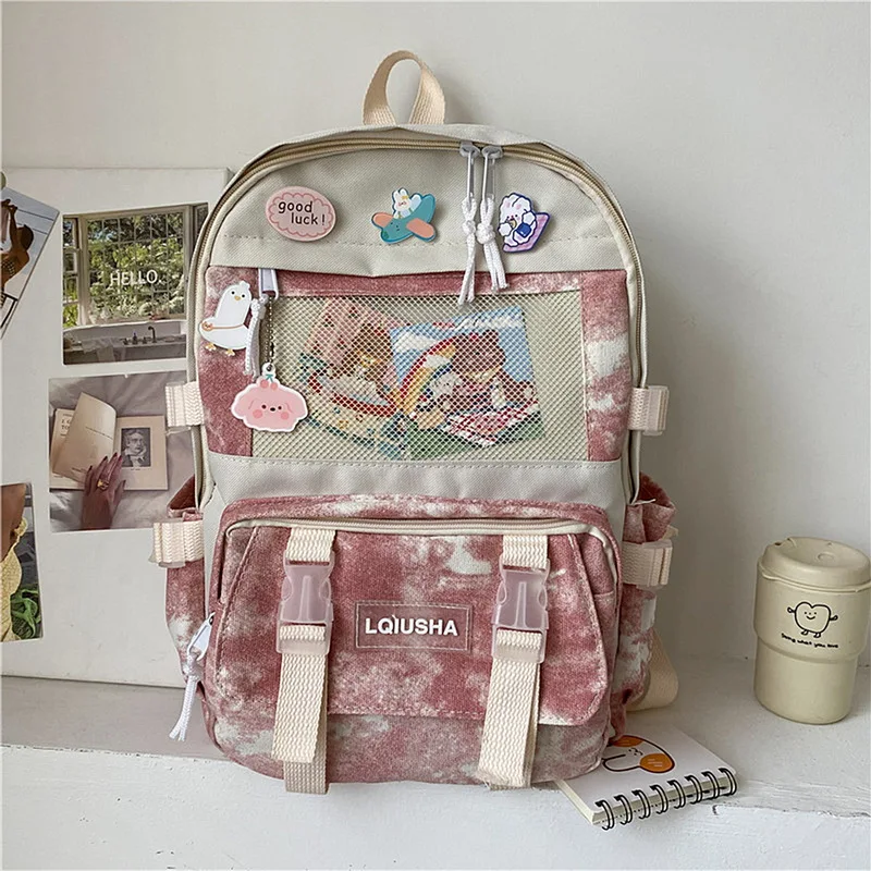 Fashion Plaid Canvas Backpack Unisex Bookbags Large Capacity Travel Bags College Student Schoolbags Woman Man Casual Backpack