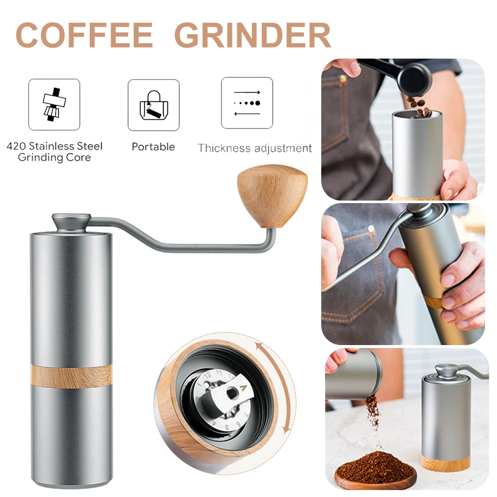 

Portable Manual Coffee Grinder Hand Core Grains Miller 12 Gears Adjustment Coffee Beans Grinding Machine Espresso Kitchen Tools
