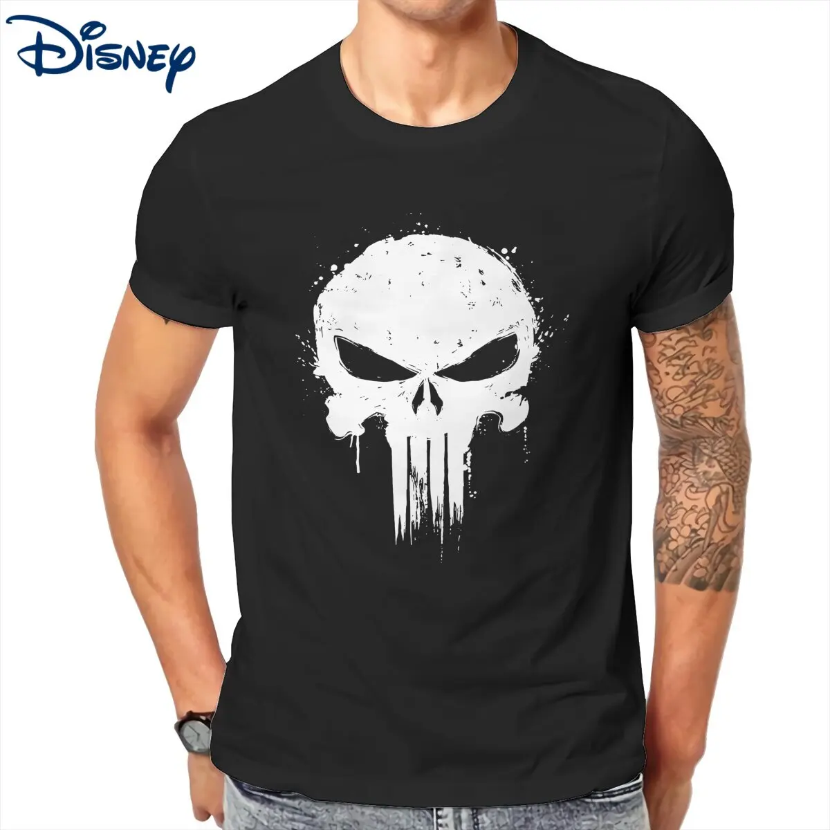 

Fierce Punisher Skull Art T Shirts for Men Cotton Vintage T-Shirt Round Neck Tees Short Sleeve Tops 6XL