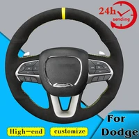 Custom Alcantara Car Steering Wheel Braid Cover Non-slip 100% Fit For Dodge Challenger Charger 2015-2021 Dodge Durango 2018-2021