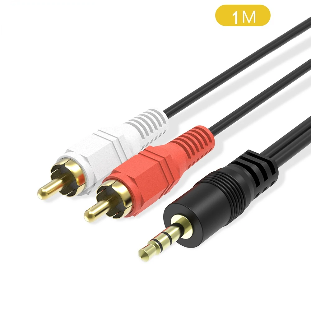 Купи 3.3ft/1m Audio Cable 3.5 Jack to 2 RCA male to male 2rca to 3.5mm AUX Stereo Audio Car RCA Cable Splitter за 231 рублей в магазине AliExpress