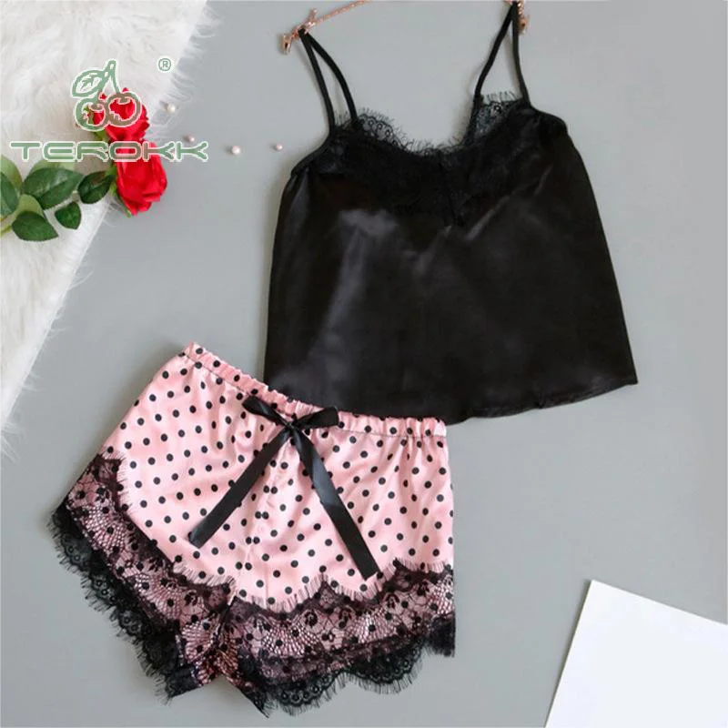 Комплект из двух предметов женская пижама с V-образным вырезом сексуальные