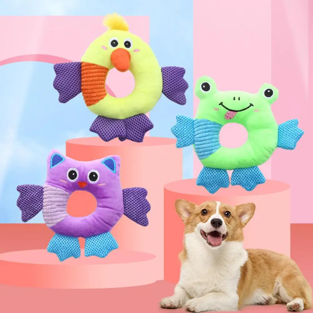

Dog Soft Plush Pet Chew Toy Bite-resistant Built-in Sound Interactive Cartoon Stuffed Duck Owl Frog Dog accesorios para perros