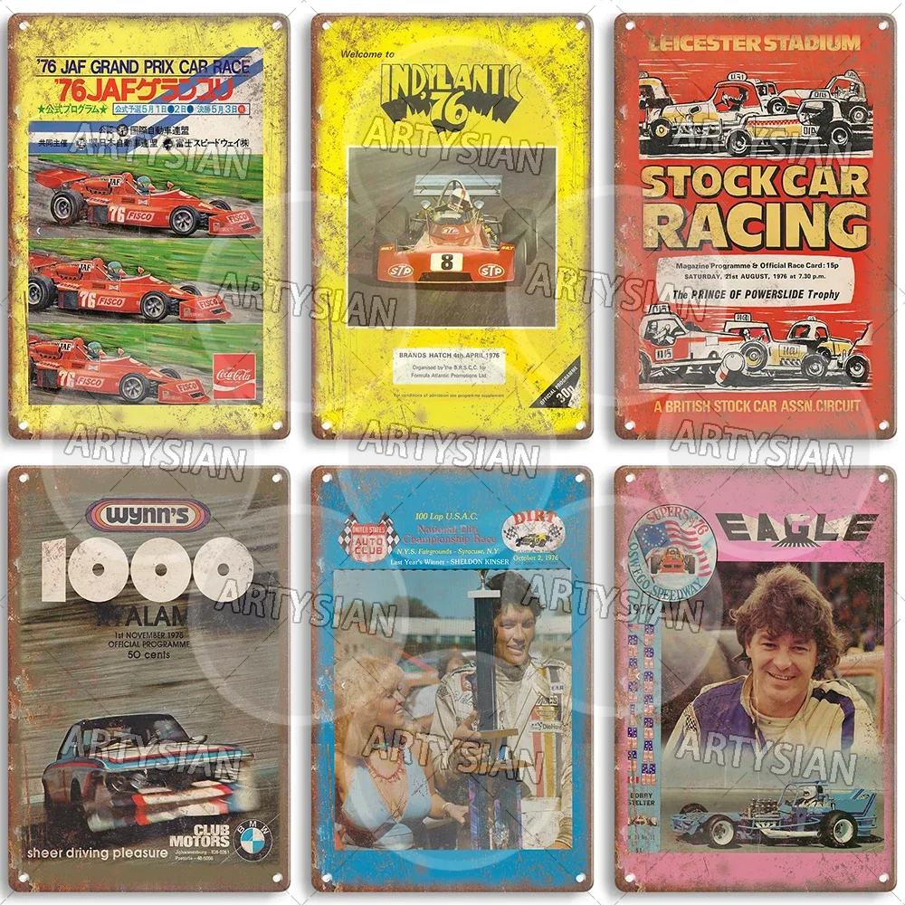 Винтажная металлическая вывеска для автогонок гоночный автомобиль гоночная