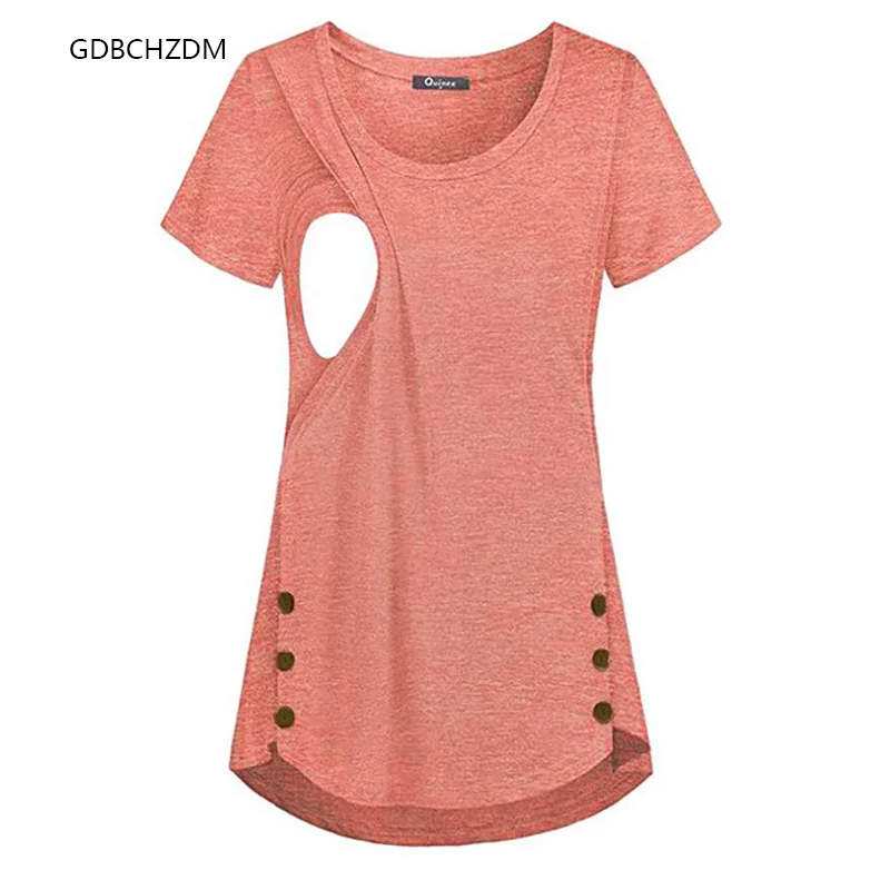 

Women Maternity Breastfeeding Tee Nursing Tops Solid Color Short Sleeve T-Shirt Tee Shirt
