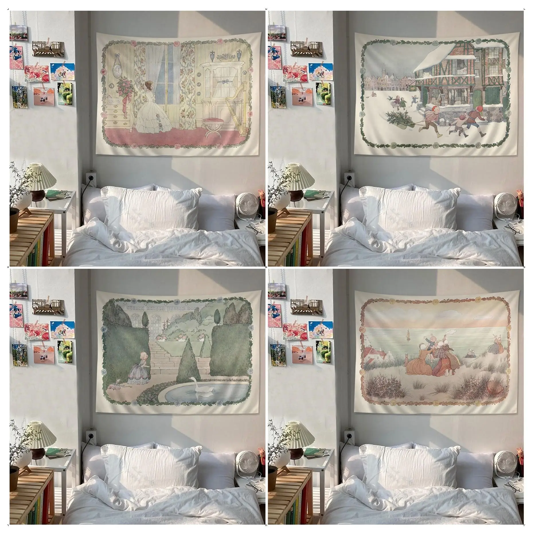 

Retro Fairy Tale Print Aesthetic Wall Tapestry Japanese Wall Tapestry Anime Kawaii Room Decor
