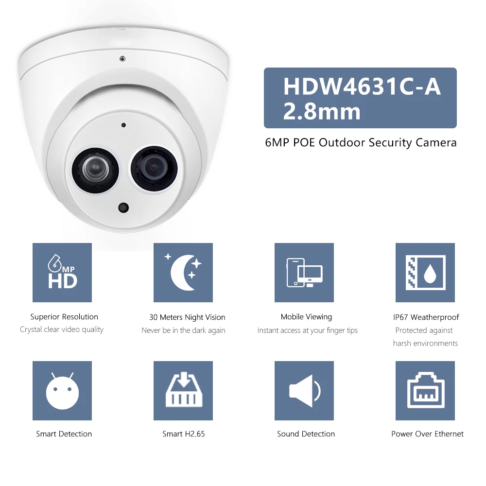 Камера видеонаблюдения DH HD 6 МП встроенный микрофон | Безопасность и защита