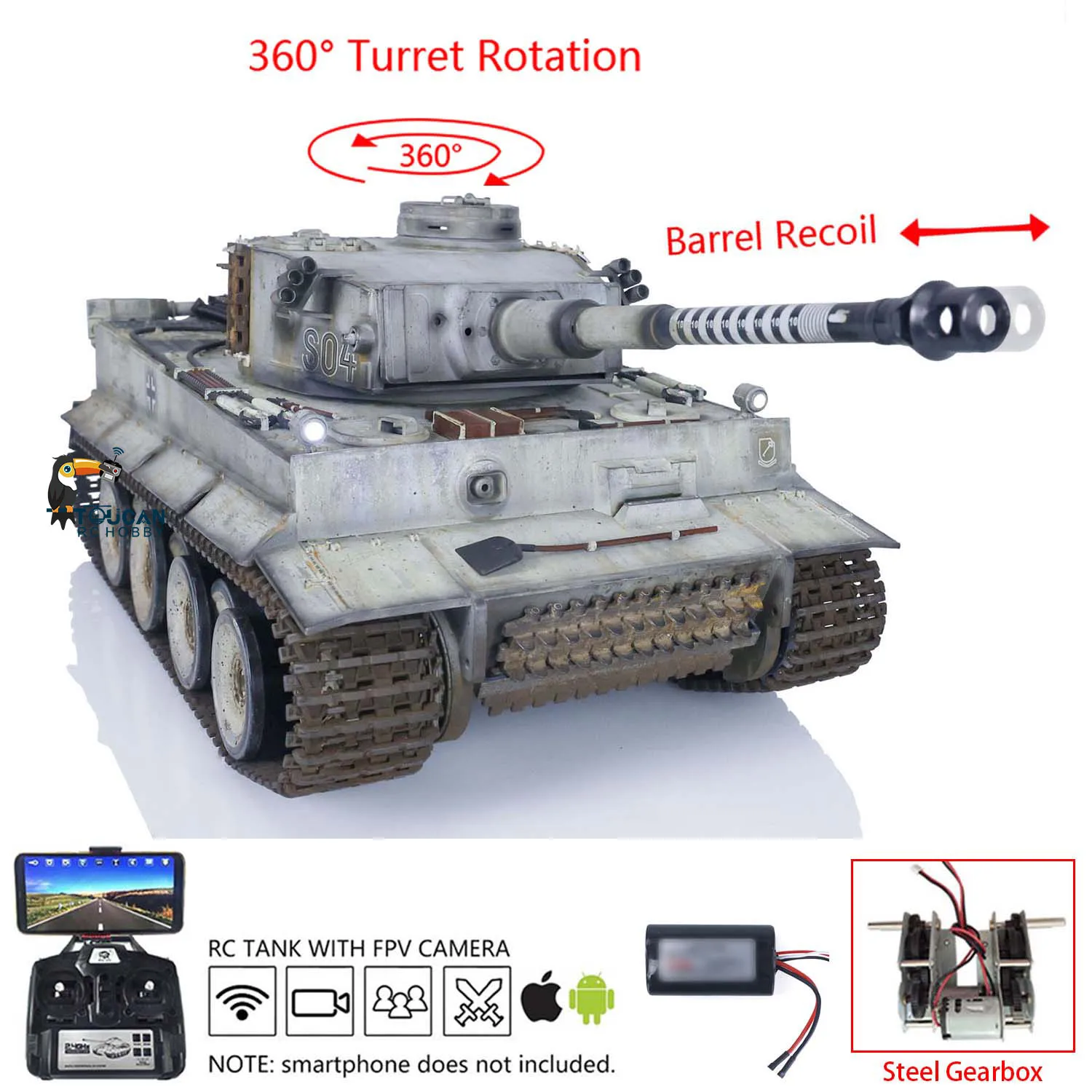 

Pro Ver Tiger I 3818 RC Tank 1:16 Henglong 7.0 FPV Hand Spray Painting Color Metal Tracks Wheels Smoke Effect TH22633-SMT1