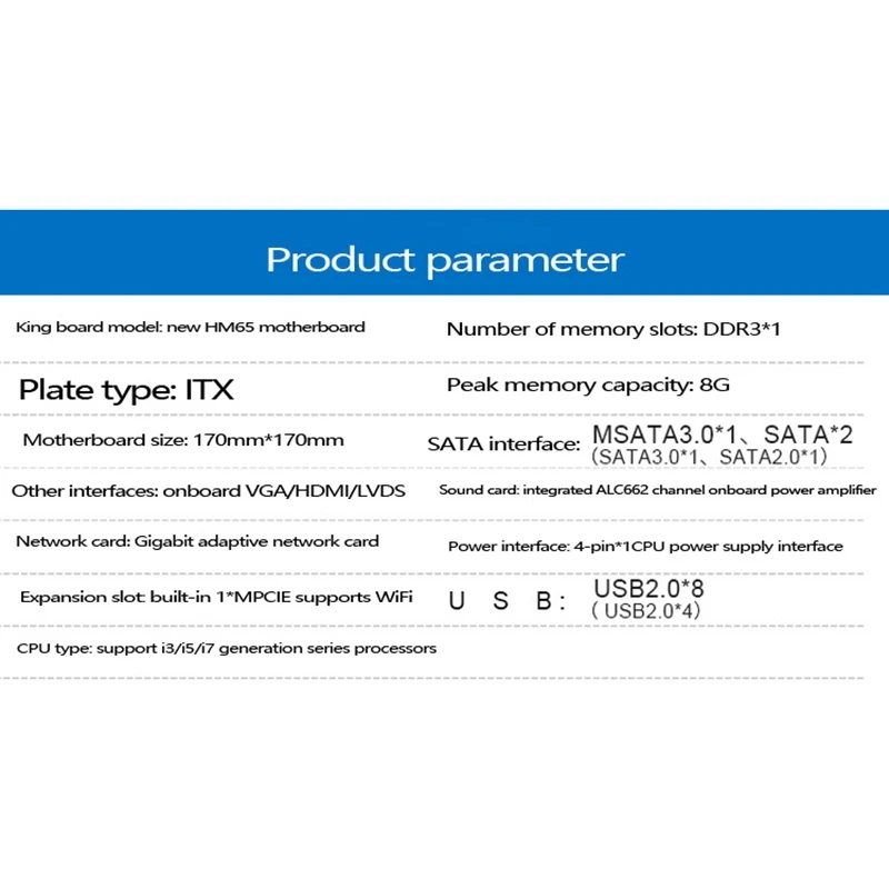 Материнская плата HM65 все-в-одном для компьютера модель ITX тип PGA988 DDR3 память на