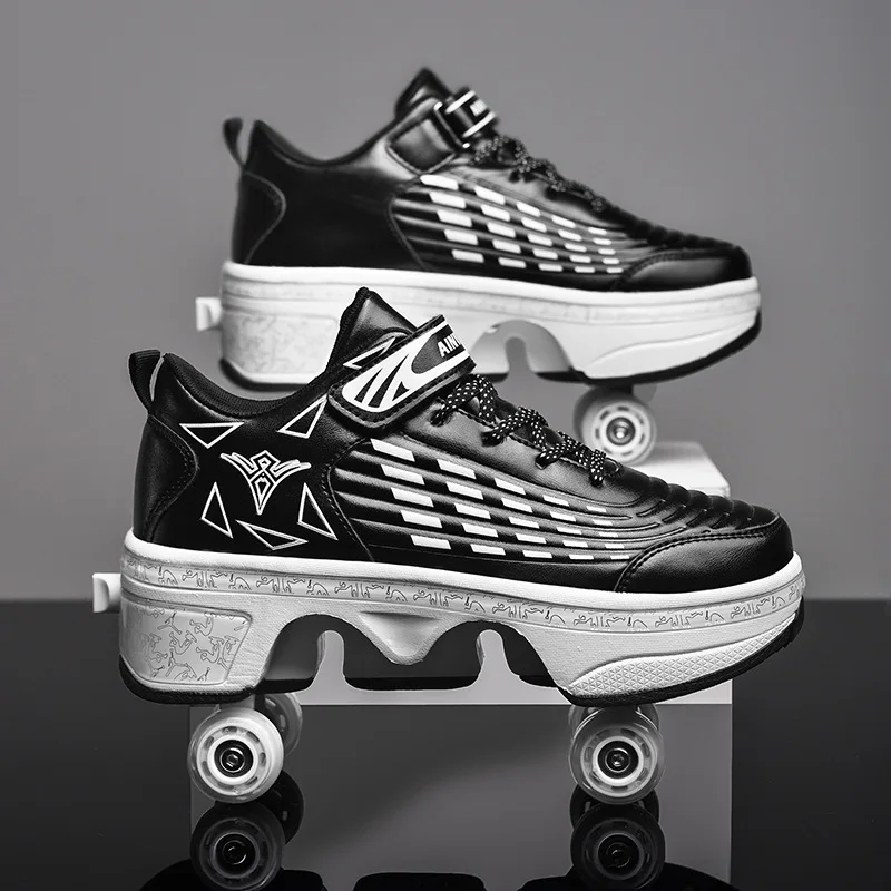 

Wheel Shoes 4 Wheel Deformed Shoes Roller Skates for Both Men and Women Walking Roller Skates Shoes on Wheels