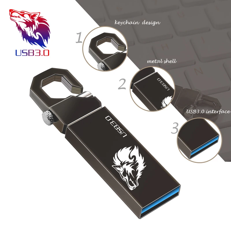 

Hot Sell Metal USB Flash Drive USB 3.0 Key Chain Pen Drive 128GB 256GB 512GB USB Stick Pendrives
