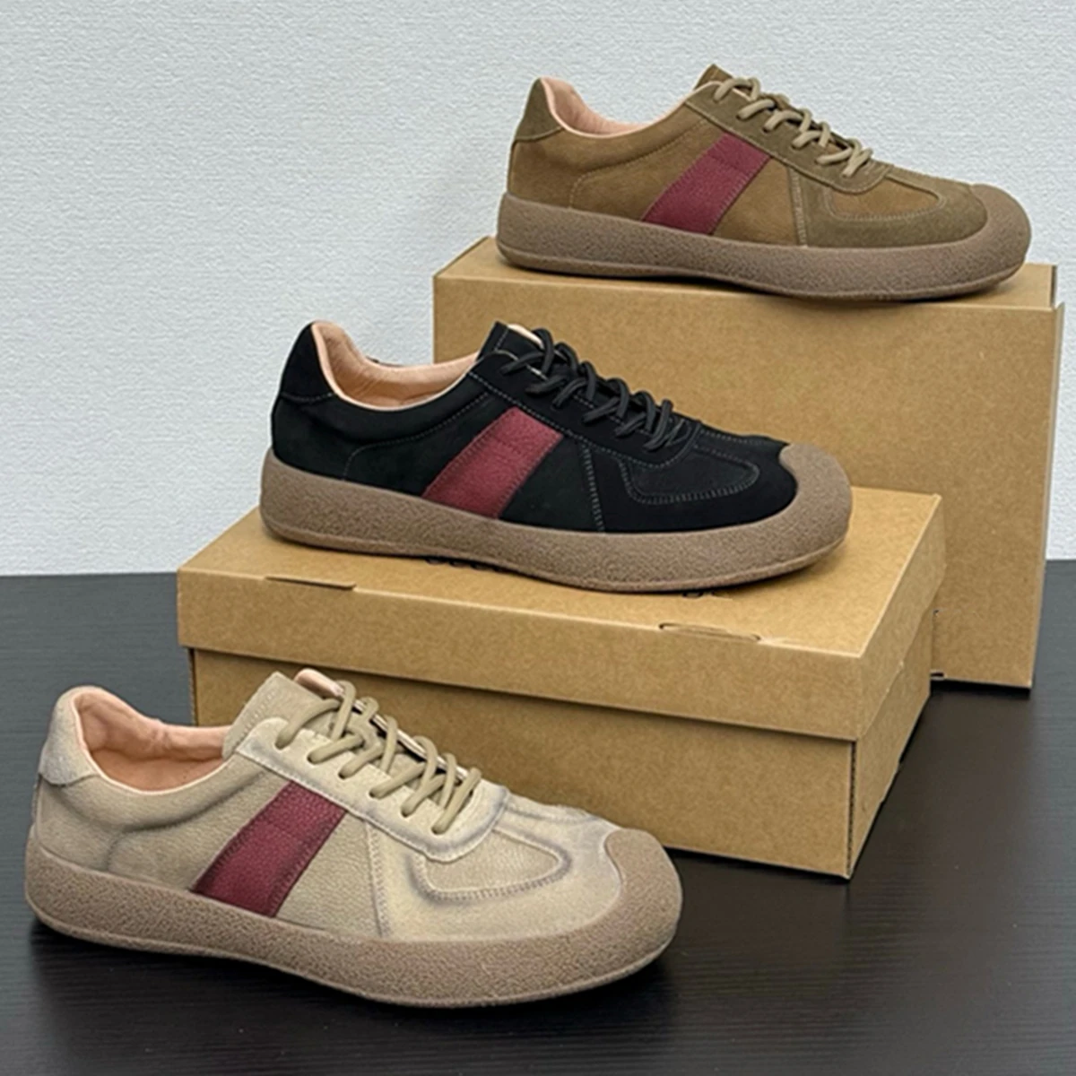 Увядшая британская винтажная удобная и дышащая повседневная кожаная обувь из