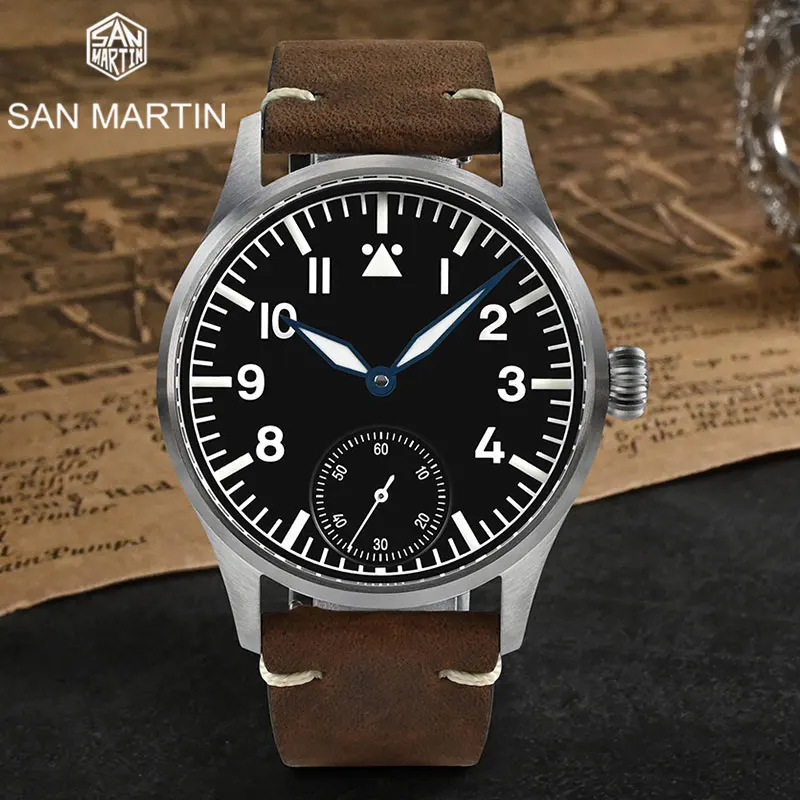 

San Martin 41mm Stainless Steel Classic Pilot Watch ST3621 NH35 Manual Mechanical For Men Clock Simple Sapphire Waterproof 100m