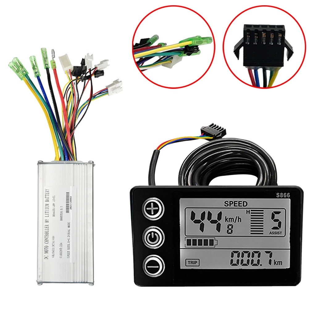 

22A 9 Tube Controller Set 24/36/48V Electric Scooter LCD S866 Instrument Brushless Motor Controller Electric Bicycle Components