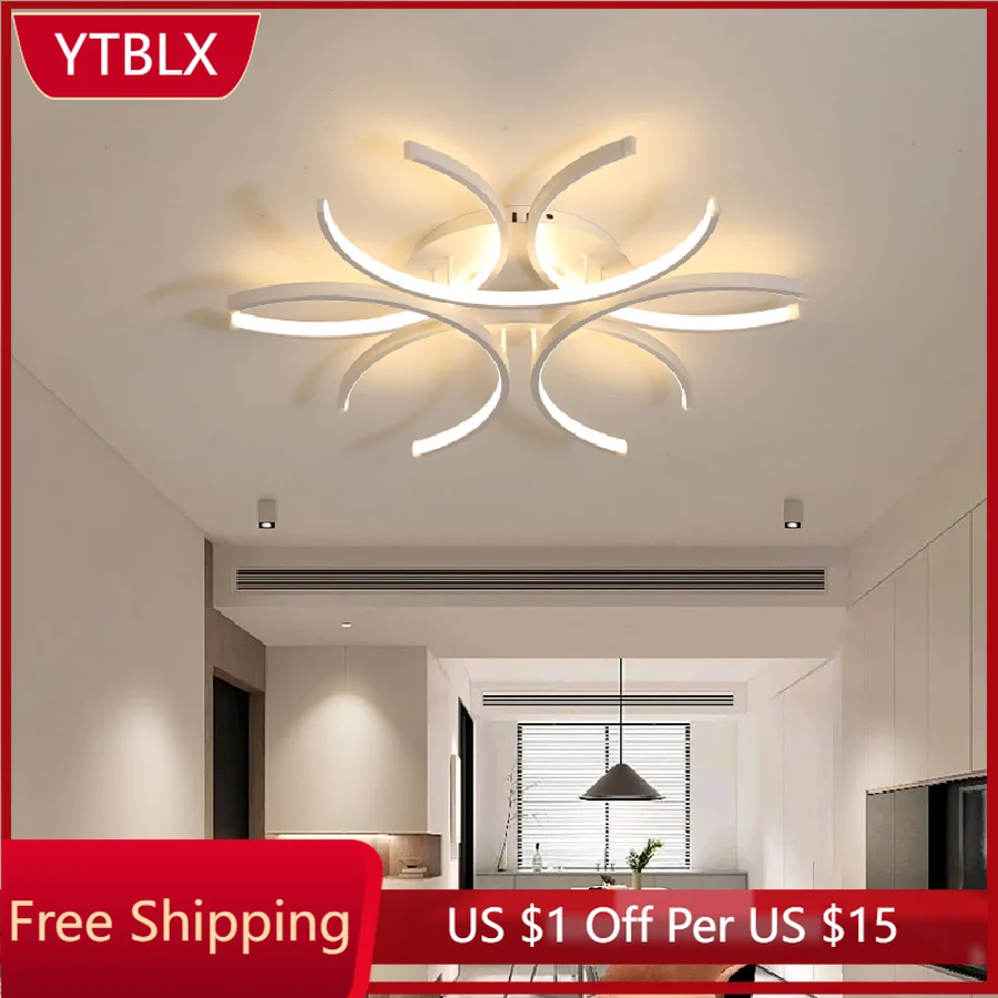 

Потолочная светодиодная Люстра для гостиной, современный белый домашний декор, лампа с дистанционным управлением для спальни, кабинета, ст...