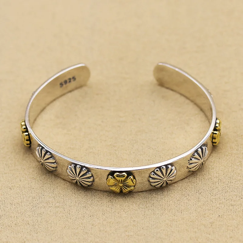 925 пробы серебряный крест Роза цветок Открытый браслет в стиле K тайский yuwenle того