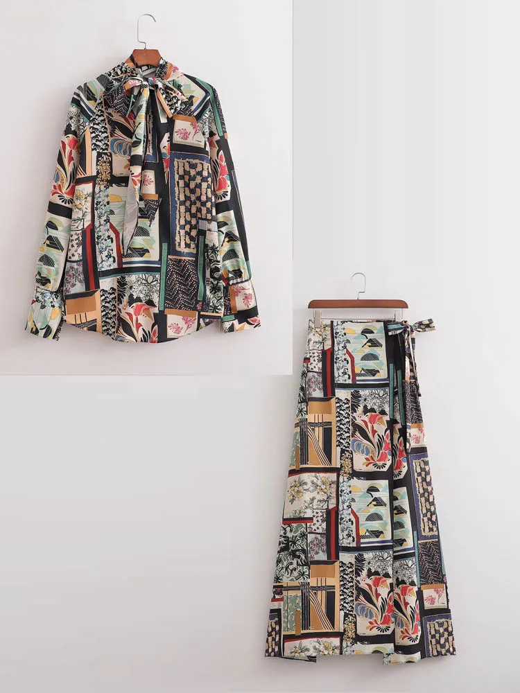 

Kumsvag 2022 Summer Women 2 piece sets Suits Fashion Print Loose Blouses Tops and Pants Skirts Female Street Suit Clothing
