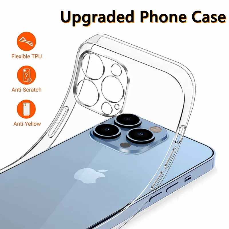 

Ультратонкий Прозрачный чехол для iPhone 13, 11, 12 Pro, XS Max, XR, X, мягкий силиконовый чехол из ТПУ для iPhone 8, 7, 6 Plus, 13 Mini, задняя крышка, чехол для телефон...