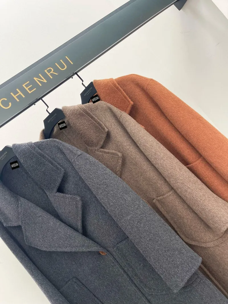 ANFEIOUNA женское шерстяное пальто 2024 зимняя шерстяная верхняя одежда высшего