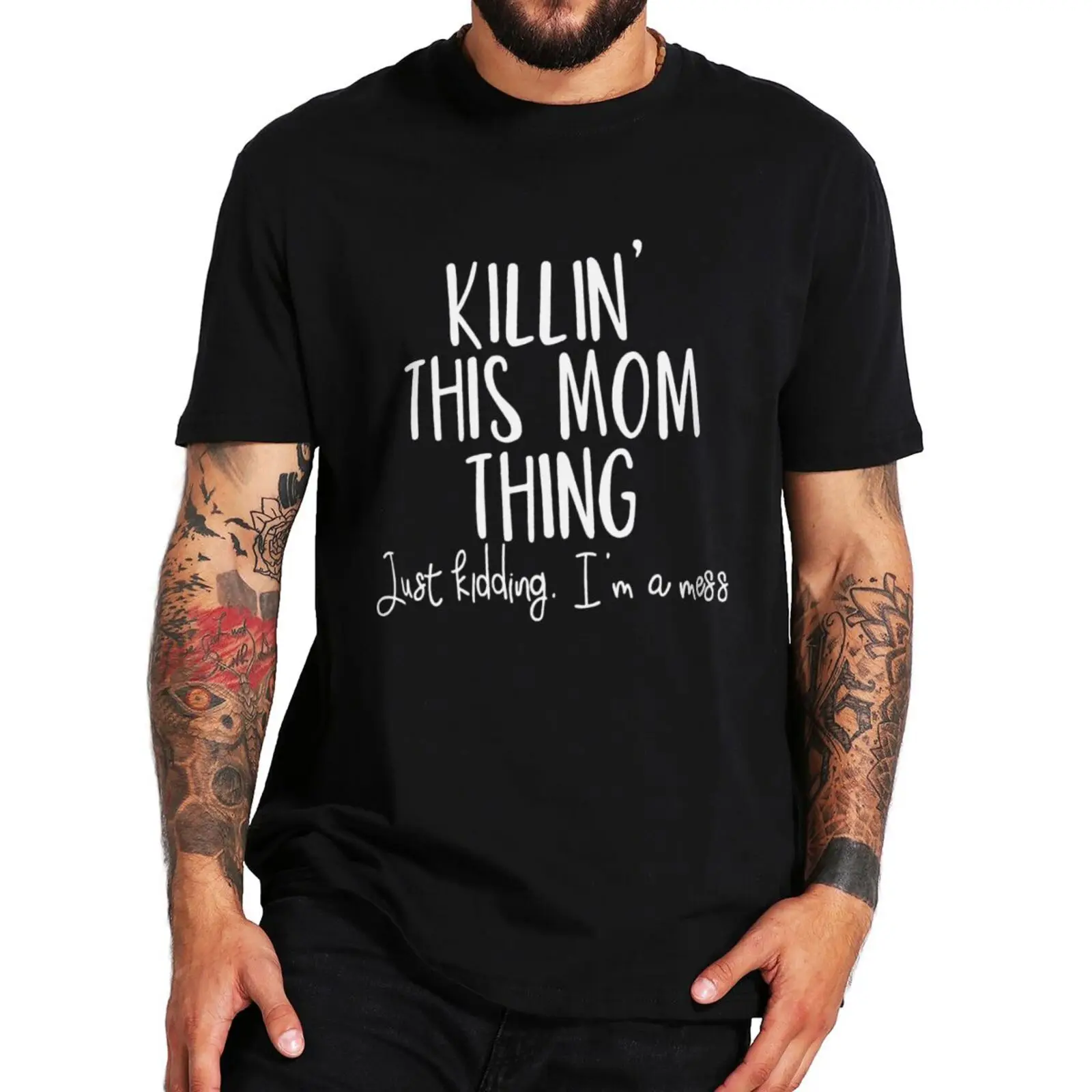 

Killin This Mom Thing Funny Jokes T Shirt Humor Slogan Gift Graphic Tee Tops Round Neck Cotton Summer Casual T-shirts