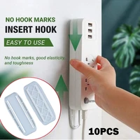 10pcs socket holder double sided self adhesive wall hooks waterproof socket line board storage router stick hook for kitchen