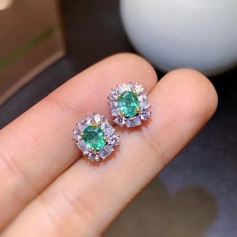 Columbia Otrabouw Gebiedembali tipo Изумруд Oorbellen 925 Sterling Zilver Vrouwen High-End Kleurrijke Sieraden