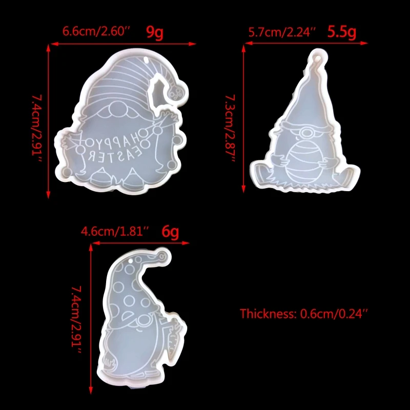 

69HB Shiny Glossy Silicone Resin Molds Easter Dwarf Keychain Mold DIY Keychain Pendant Jewelry Epoxy Resin Crafting Molds