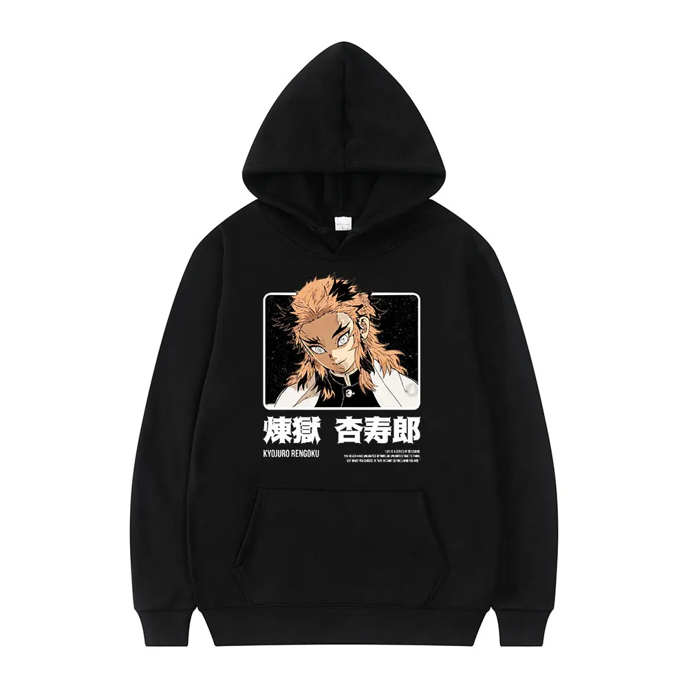 

Demon Slayer Anime Rengoku Kyoujurou Classic Japanese Manga Print Winter Long Sleeve Thick Casual Loose Men Oversized Hoodie