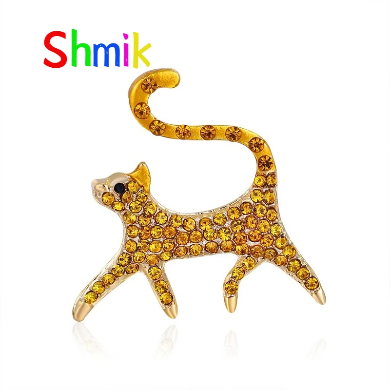 

Luxury Rhinestone Cat Brooch Collar Pins For Suit Shining Women Men's Party Brooches Jewelry