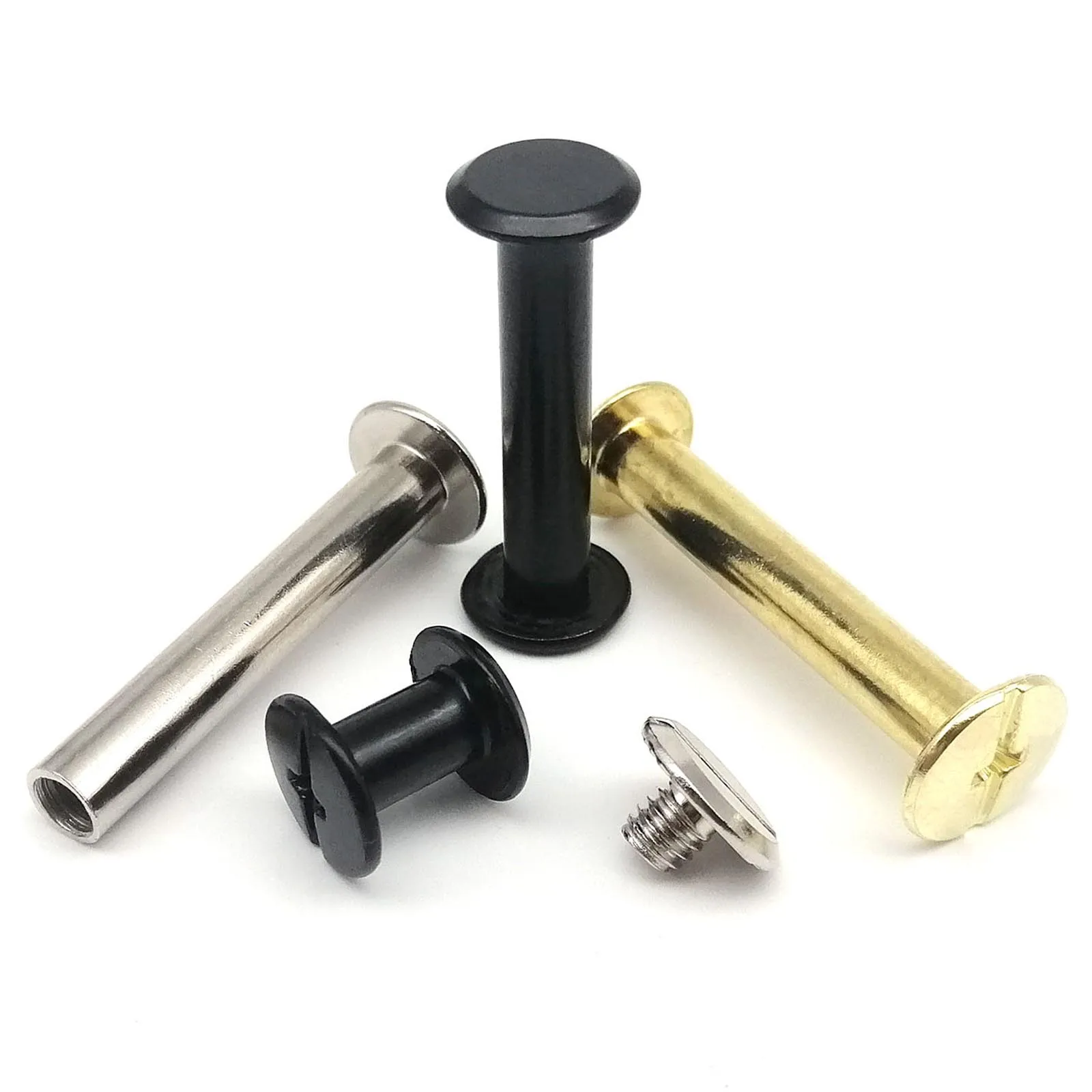 10pcs Golden Silver Black M5x4-50mm Leather Bag Belt Photo Scrapbook Album Account Book Post Binding Chicago Screw Nail Rivet - купить по