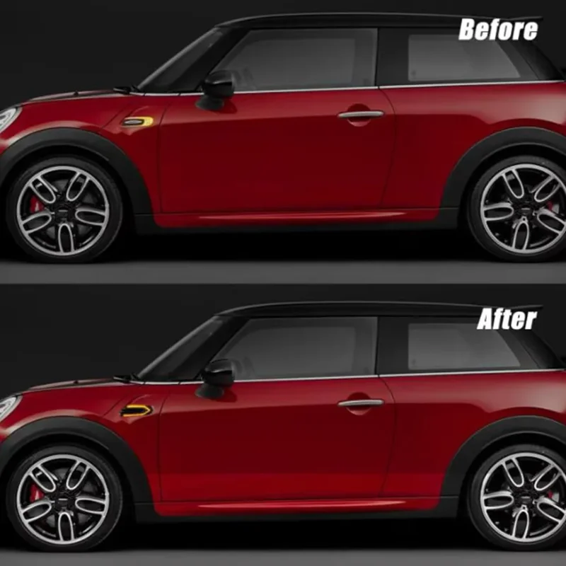 Фото Динамический светодиодный боковой указатель поворота (повторитель) для Mini Cooper One F55 F56 F57, черный корпус №5