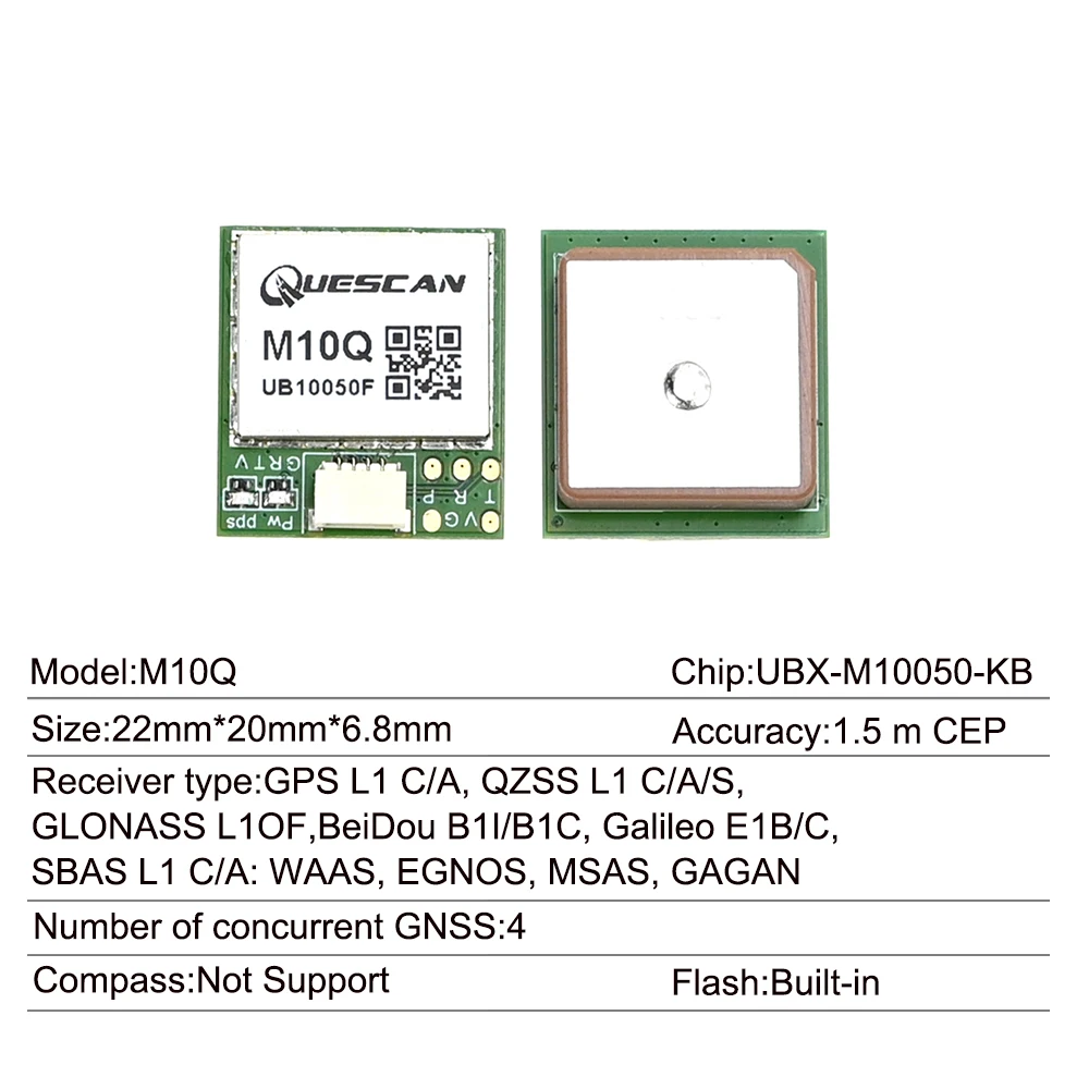 QUESCAN 1-25 Гц M10Q UBX-M10050-KB ublox M10 ГПС-модуль ГНСС ГПС ГЛОНАСС Галилео Бэйдоу QZSS