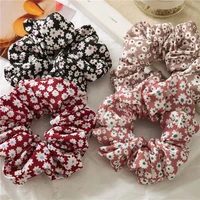 retro small floral scrunchies large elastic rubber hair bands women girls high quality ponytail holdertie rope accessories