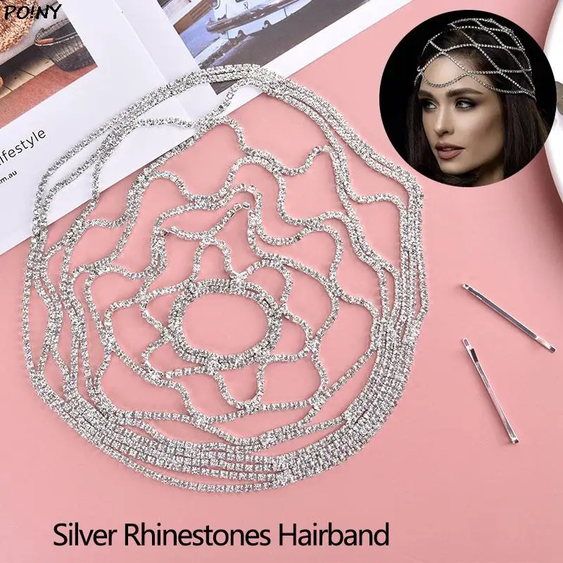 

Stonefans Multi-layer Mesh Bridal Headband Full Rhinestone Head Chain Hollow Hair Accessories Crystal Headpiece Cap Hat Jewelry