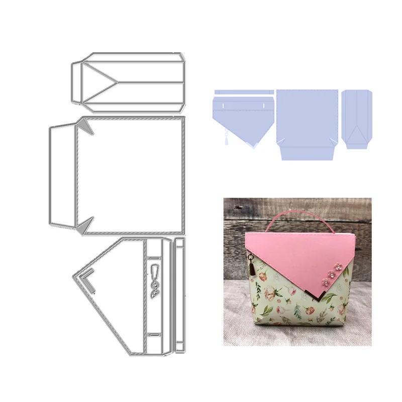 

New 2021 3D Pocket Die Bag Box Metal Cutting Dies For Scrapbooking Accessories Die Cut Embossing Frame Card Craft Christmas