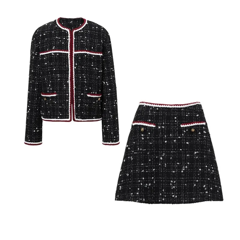 Распродажа Оригинал! Красивое элегантное твидовое короткое пальто и юбка Kafuu из