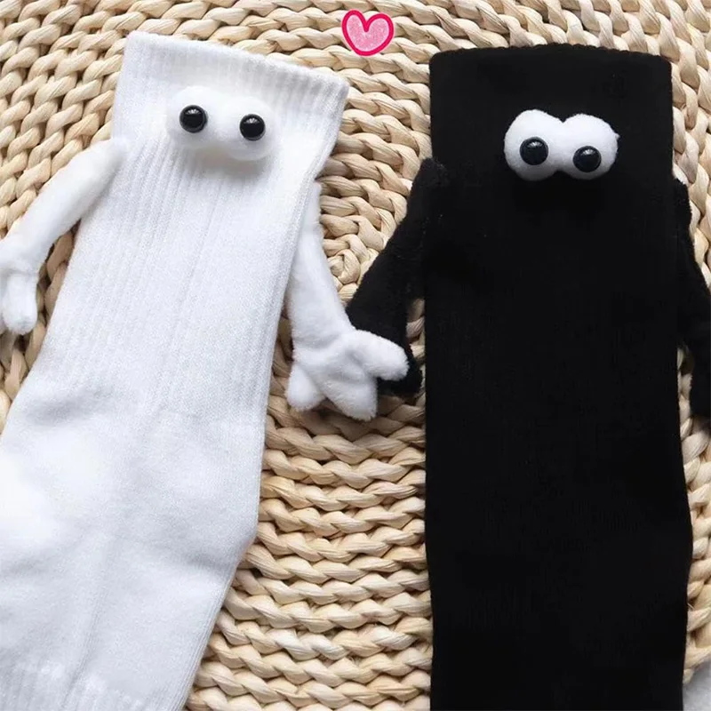 Magnetic Hands Socks 3D Doll Plastics Eyes Sock Middle Tube Cotton Breathable Cute Socks For Women Man Personalized Socks