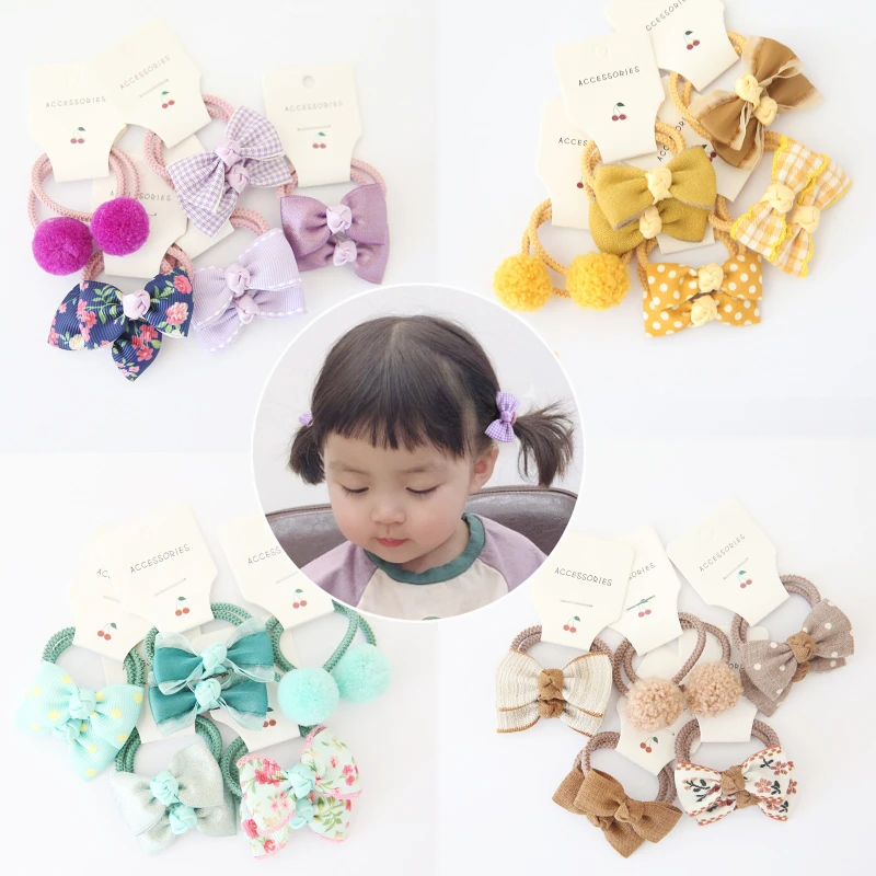 

Children's Cute Bow Headwear Hair Ties Rope Kawaii Accessories Baby Bowknot Leather Band for Girls Kids Hairties