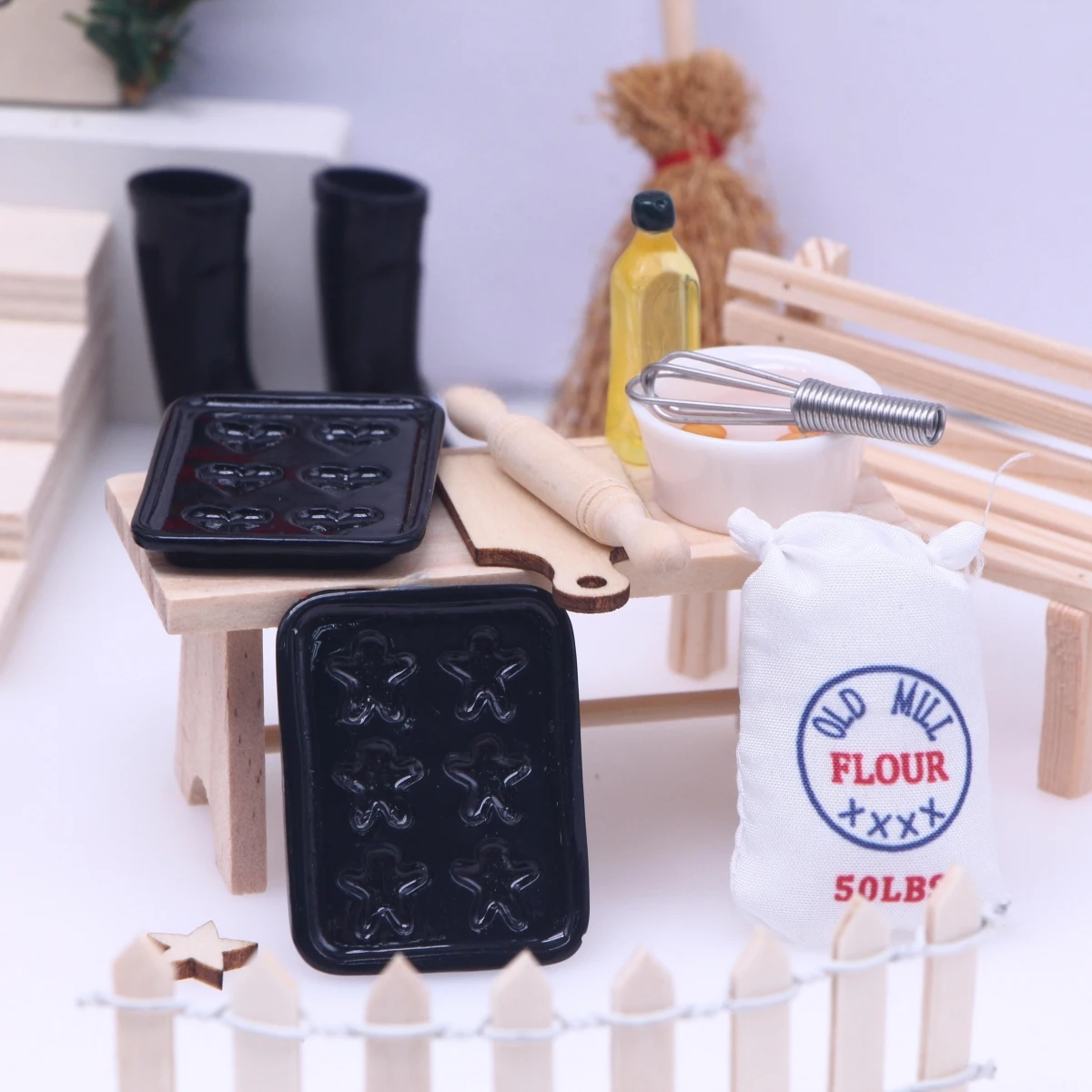 Рождественская елка мини кукольный домик деревянная карликовая дверь