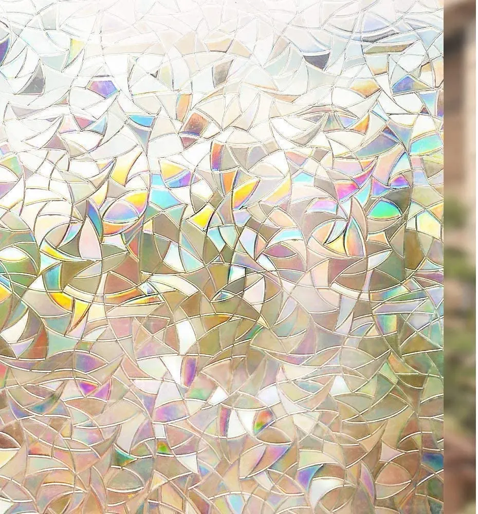 

30/45/60/75/90x100/200 Cm Rainbow Window Film 3D Static Cling Decorative Self Adhesive Film Stained Vinyl Glass Sticker