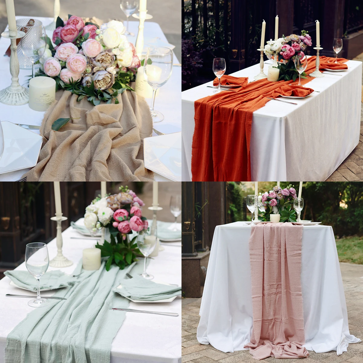 

Cotton Linen Table Runner Wedding Decoration Light Airy Pure Cotton Fabric Rustic Boho Wedding Party Home Décor Tablerunner