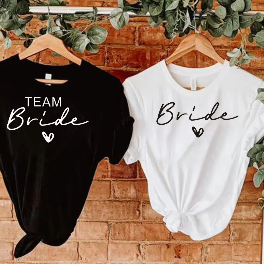 Women Cotton T Shirt Team Bride Bachelorette Party Shower Hen Bridesmaid Print T-Shirt 2025 Girls Wedding Female Tops