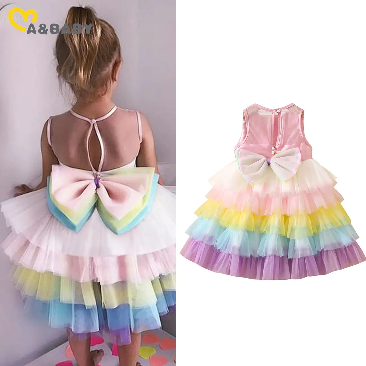 

Радужное платье-пачка для девочек 6-5 лет