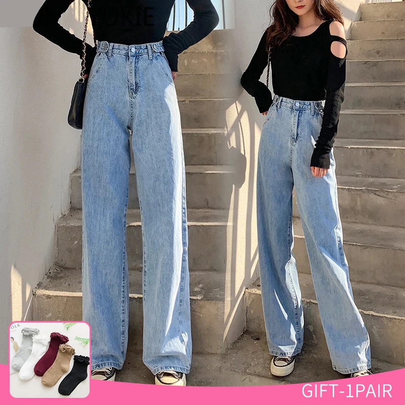 

High Waist Jeans Pants For Girls Streetwear Women Long Trousers Casual Wide Leg Pants Autumn 2022 Women Clothing Korean Fashion