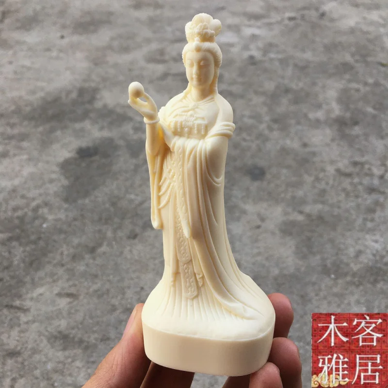 

Ivory Nut Mazu Statue Meizhou Mazu Sea God Mother of Heaven Virgin Dragon Mother Safe Crafts Car Decorations