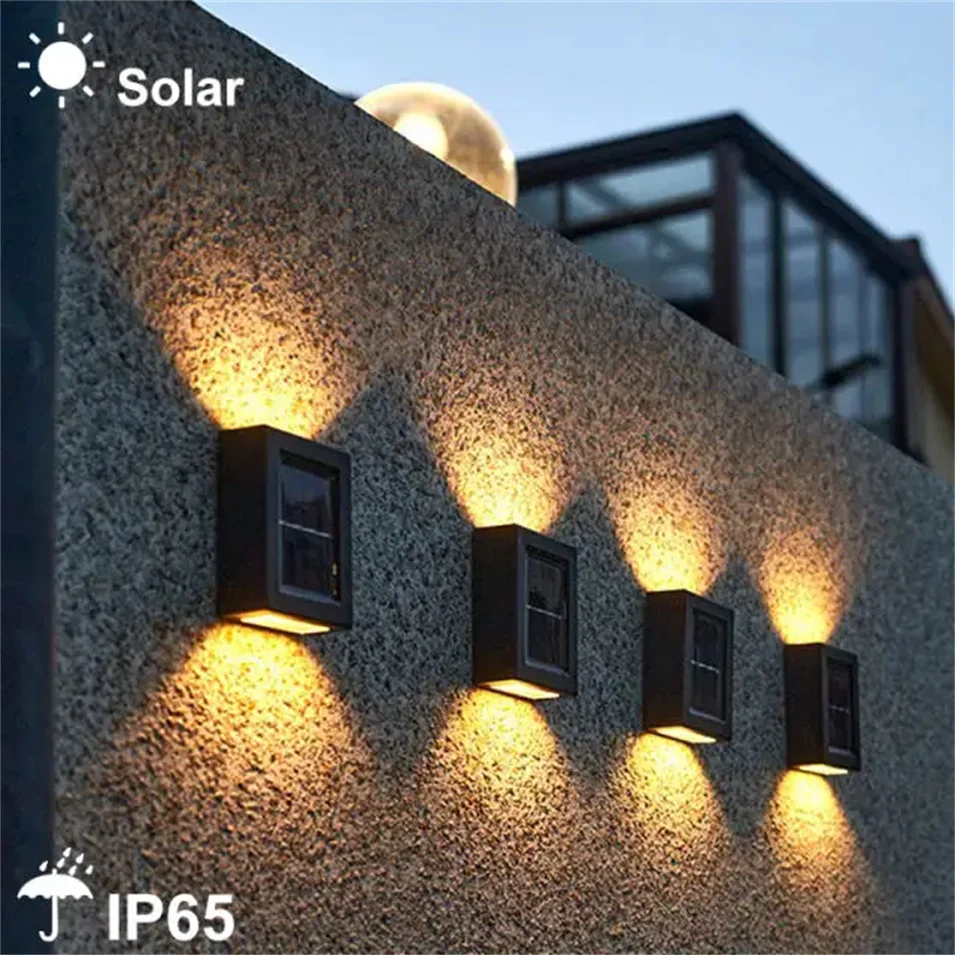 

Up And Down Luminous LED Solar Wall Lights Outdoor Waterproof Sunlight Powered Outside Cube Garden Decoration Lamp for Street