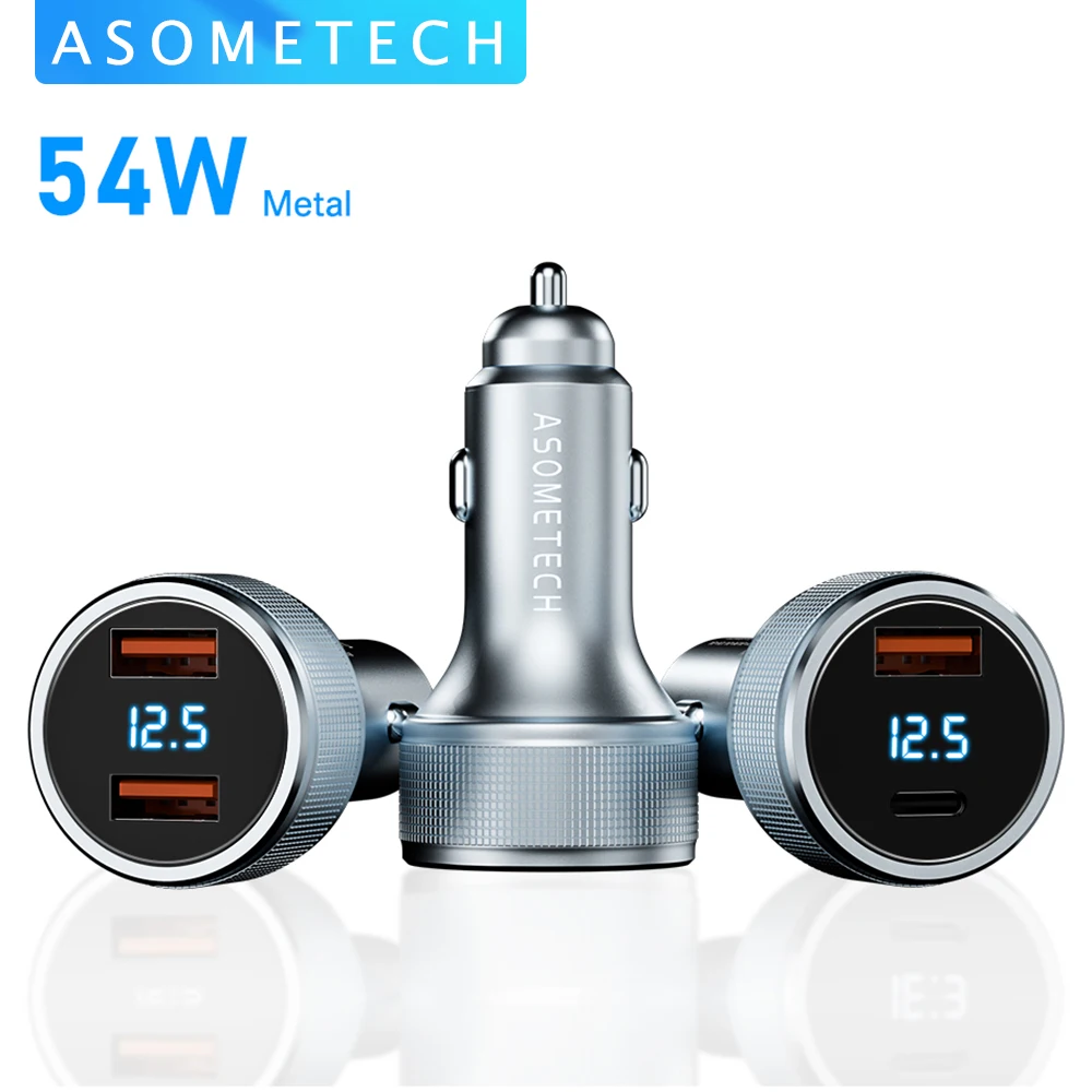 54W Quick Charge 3.0 PD USB Car Charger For iPhone 11 Pro Xiaomi 9 Huawei FCP AFC Fast Charging QC3.0 PD USB C Car Phone Charger