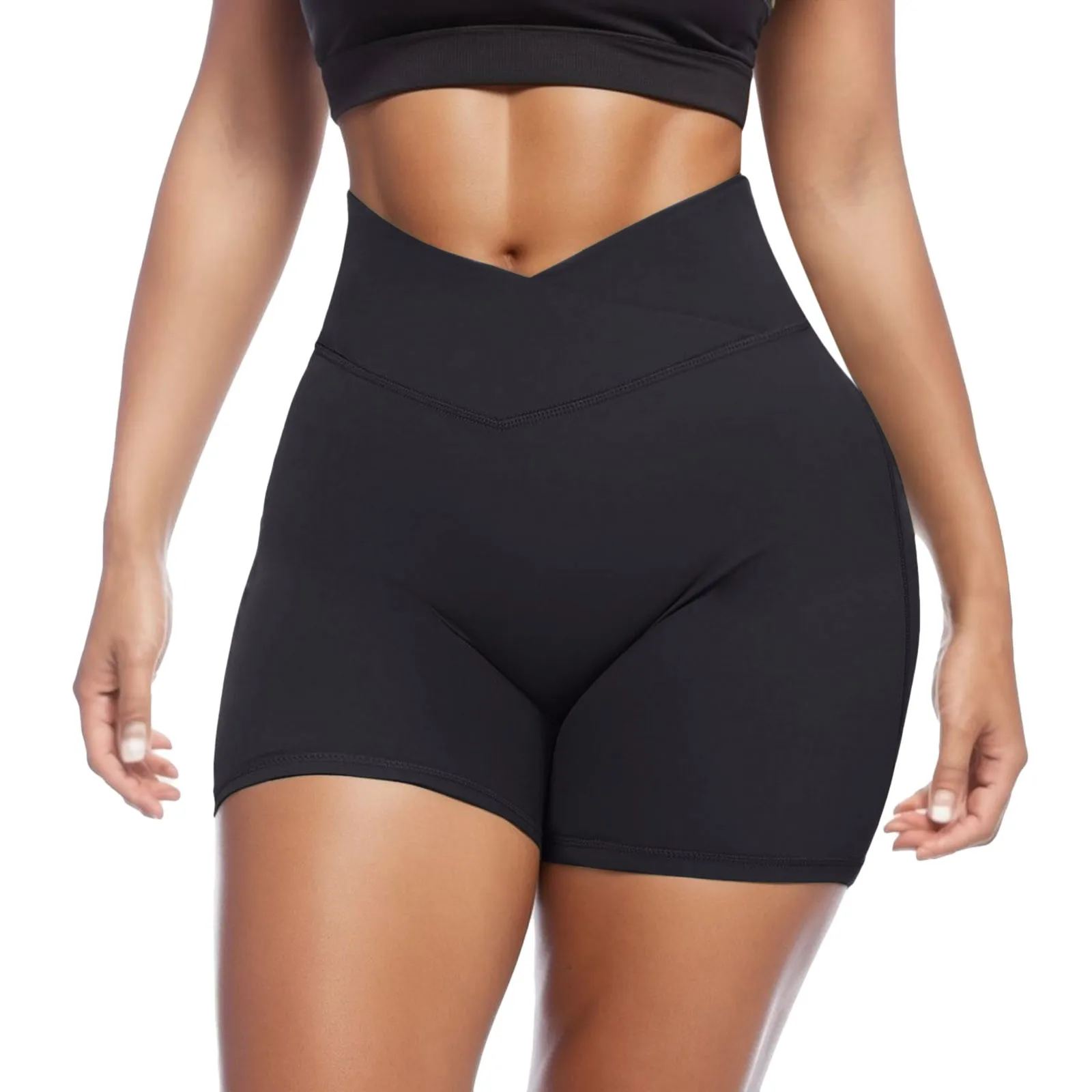 

Cross V Waist Shorts For Women Butt Lifting Shorts High Waist Workout Shorts Quick Dry Shorts Women Yoga Gym Shorts