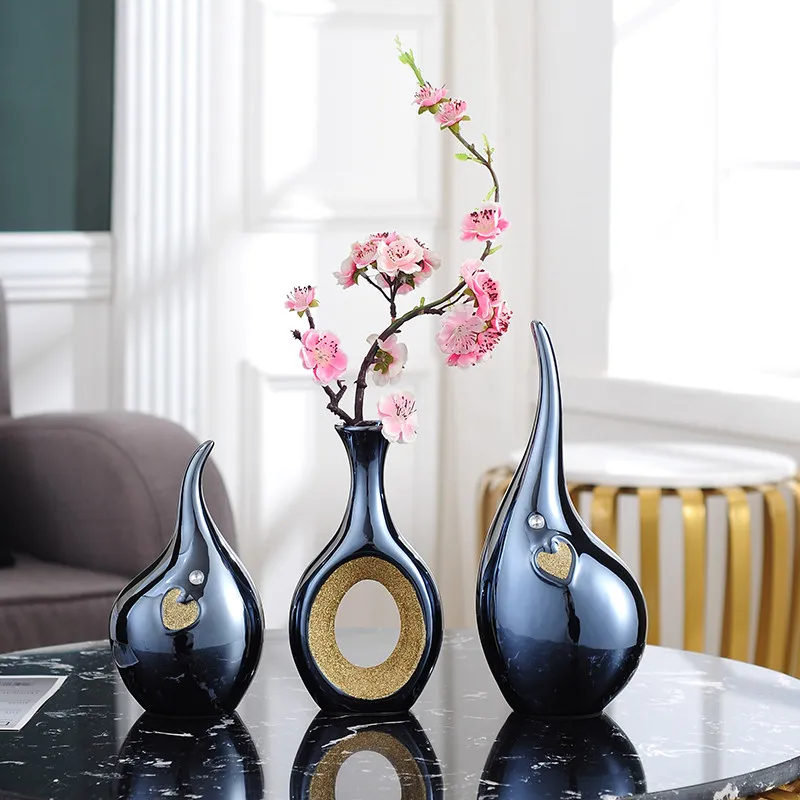 

Modern Ceramic Elephant Vase Fake Flower Ornaments Home Livingroom Figurines Decoration Porch Coffee Table Furnishing Crafts